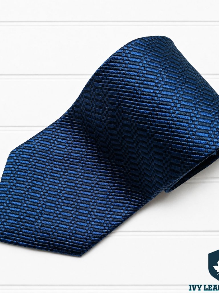Tommy Hilfiger Blue Geometric Silk Tie Woven Plaid Classic Preppy Mens